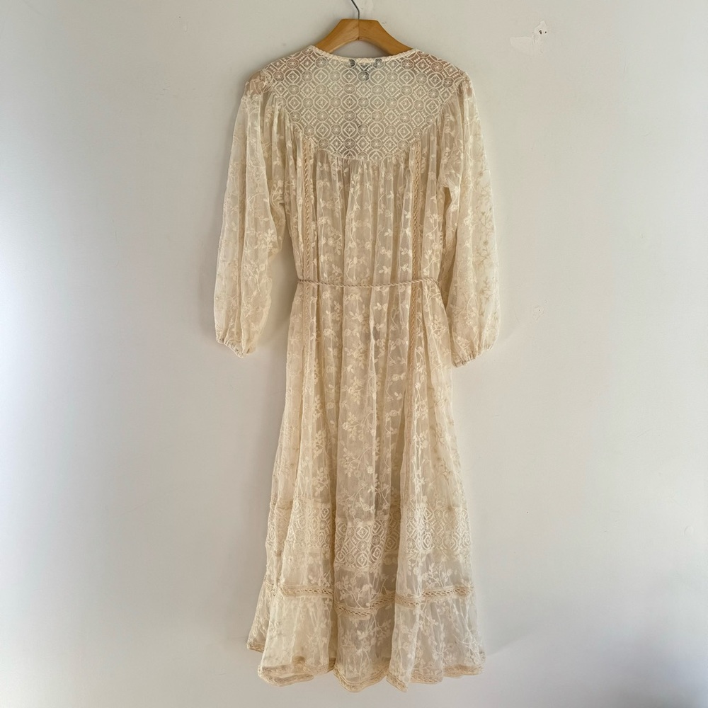 Anthropologie Lace Dress by Blue Tassel Cream antique inspired Boho Wedding - Picture 6 of 8